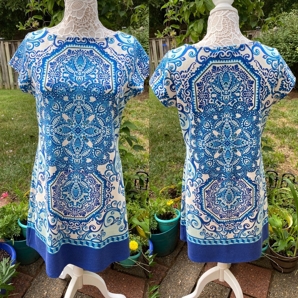 Isaac Mizrahi Live! Porcelain Print Dress SZ M